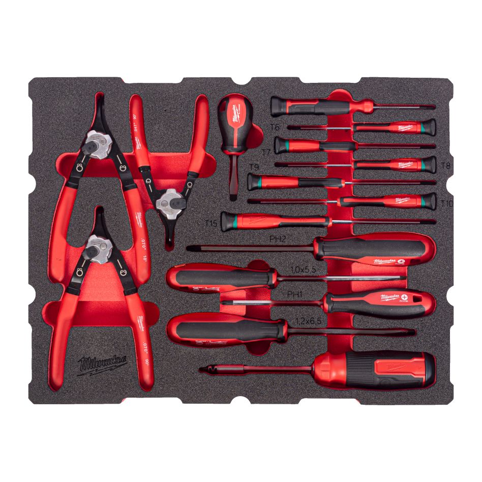 Milwaukee Accessories 4932501876 Foam Inlay PACKOUT screwdriver and lock spring pliers set 44-piece