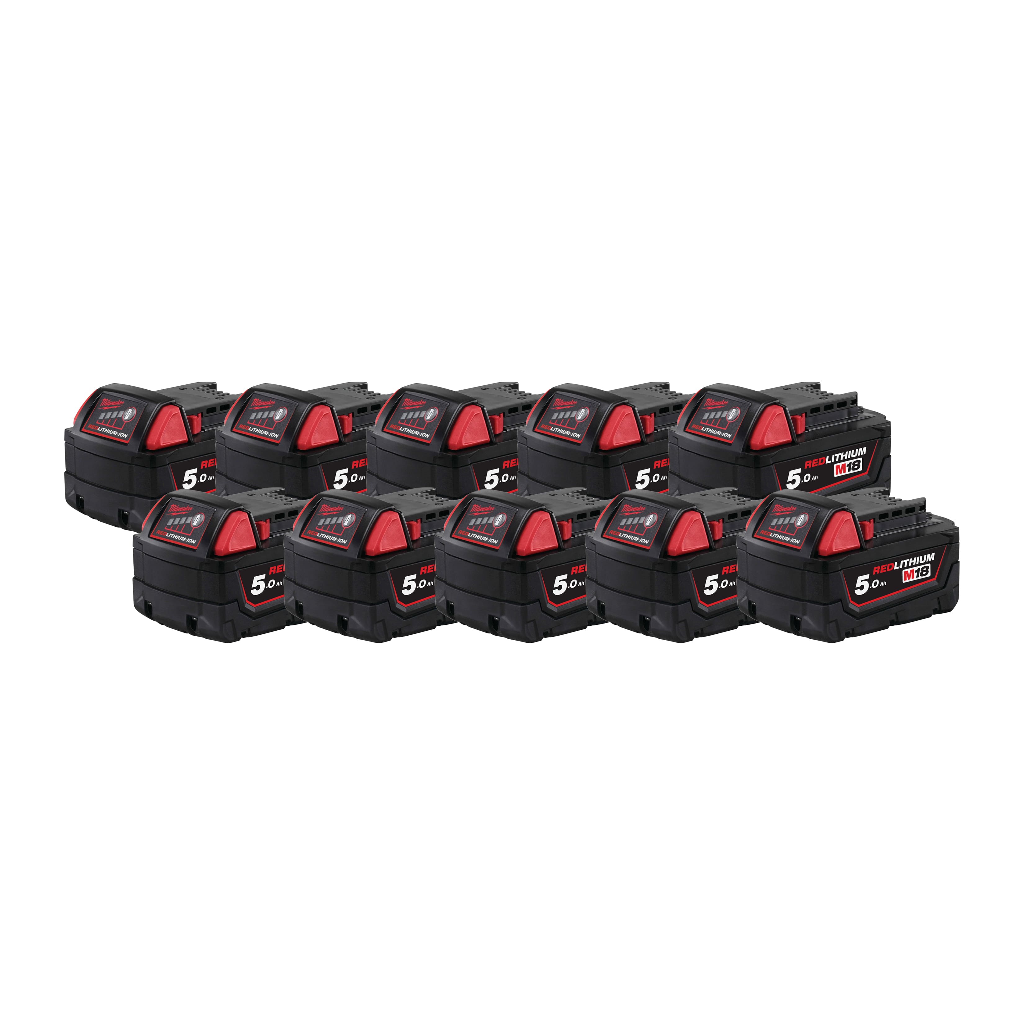Milwaukee Accessories M18B510pack M18 B5 10-pack -10 x batteries 18 Volt 5.0Ah Li-Ion
