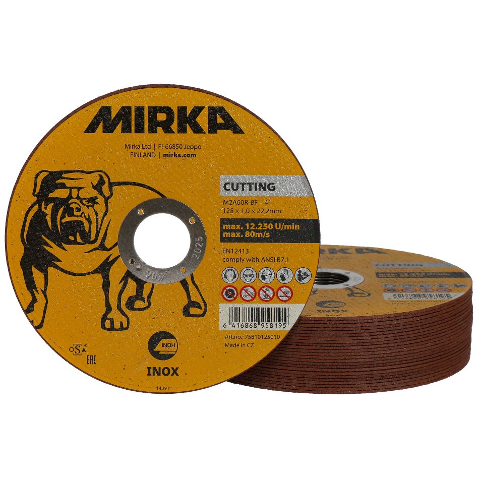 Mirka Accessories 75810125010 Cut-off wheel 125x1.0x22.2mm M2A60R-BF Inox
