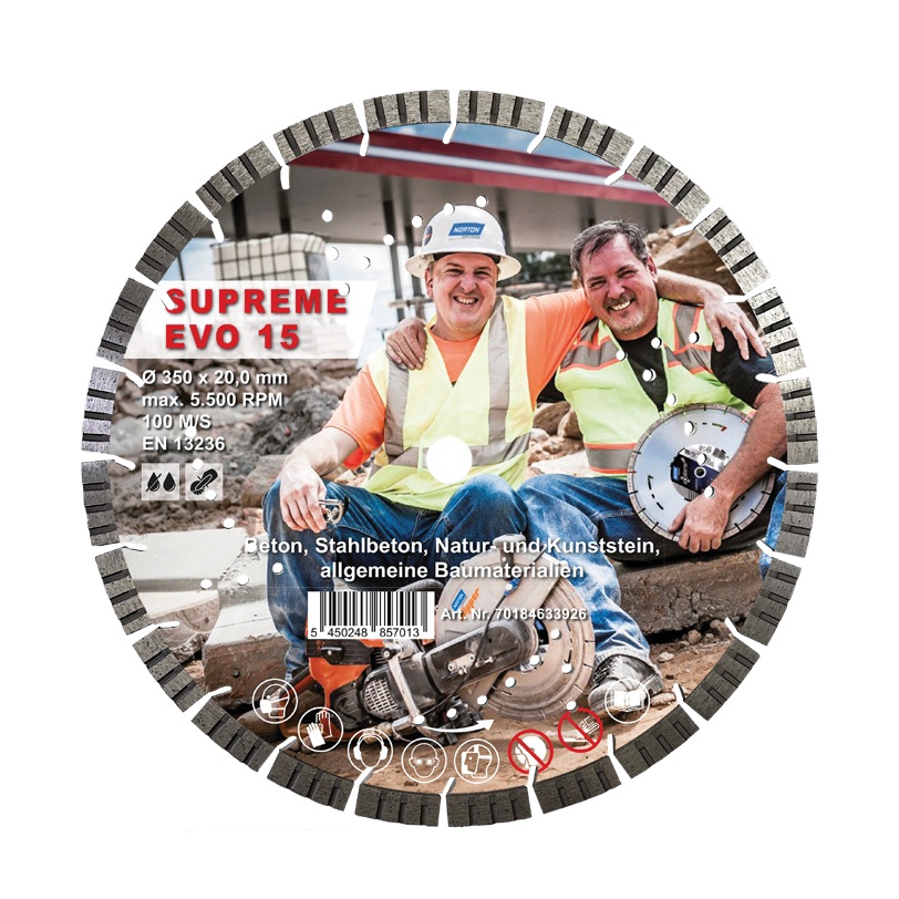 Norton Clipper 70184633927 Supreme EVO15 Diamond saw blade &Oslash; 350 x 25.4 mm 10pcs