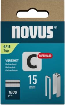 Novus 042-0801 Staple with narrow back C 4/15mm Superhard (1,000 pieces)