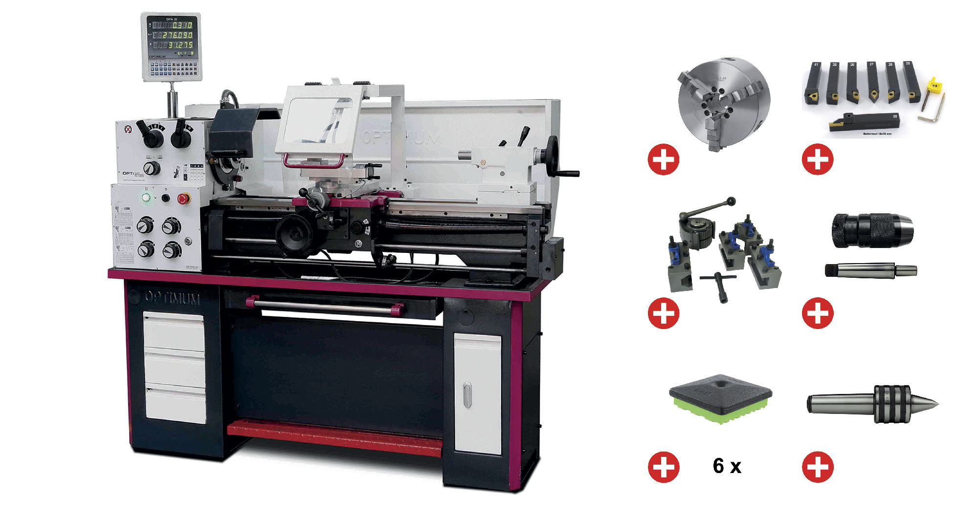 Optimum 793402040 Optiturn TH3309D PACK Lathe 400 Volt