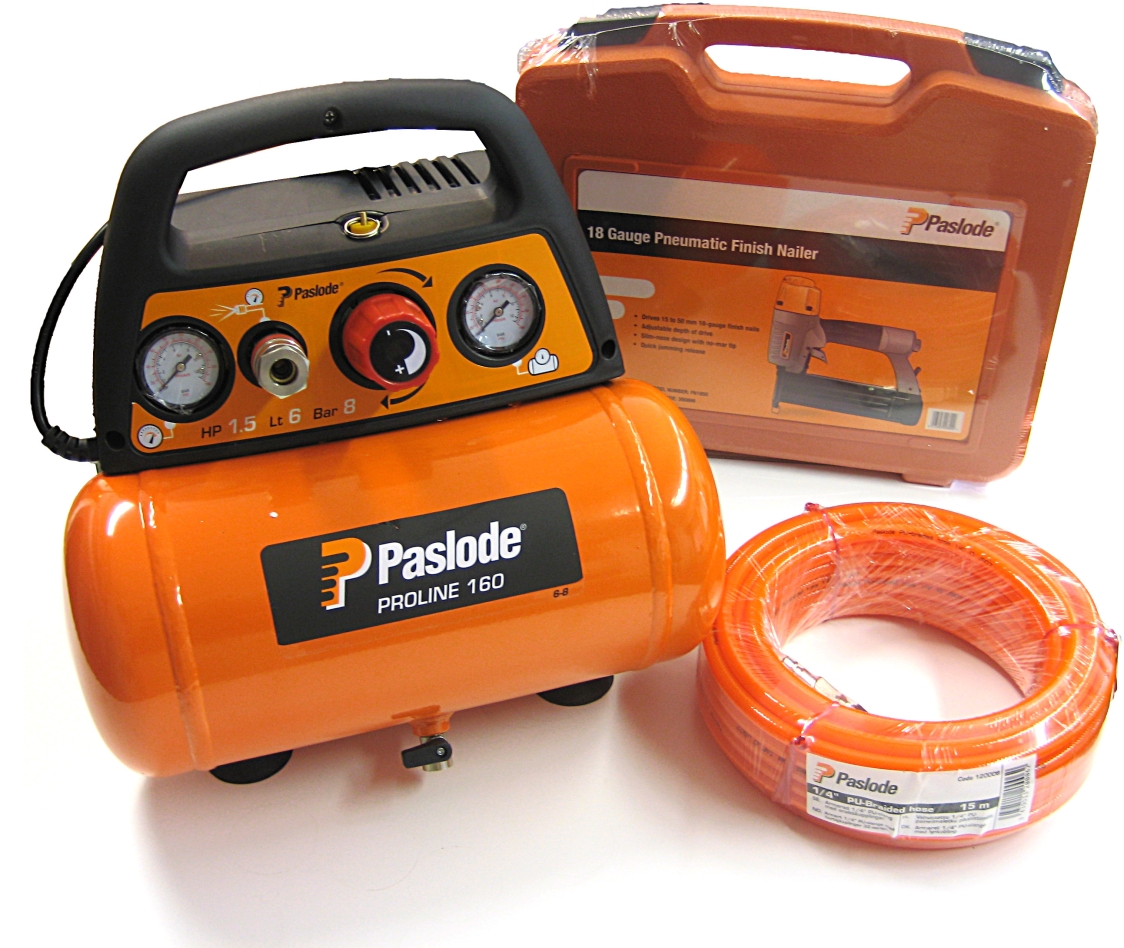 Paslode 142571 FN1850.2 finishing nailer (16 - 50 mm) mini-brads 1.2 mm Proline 160 Compressor