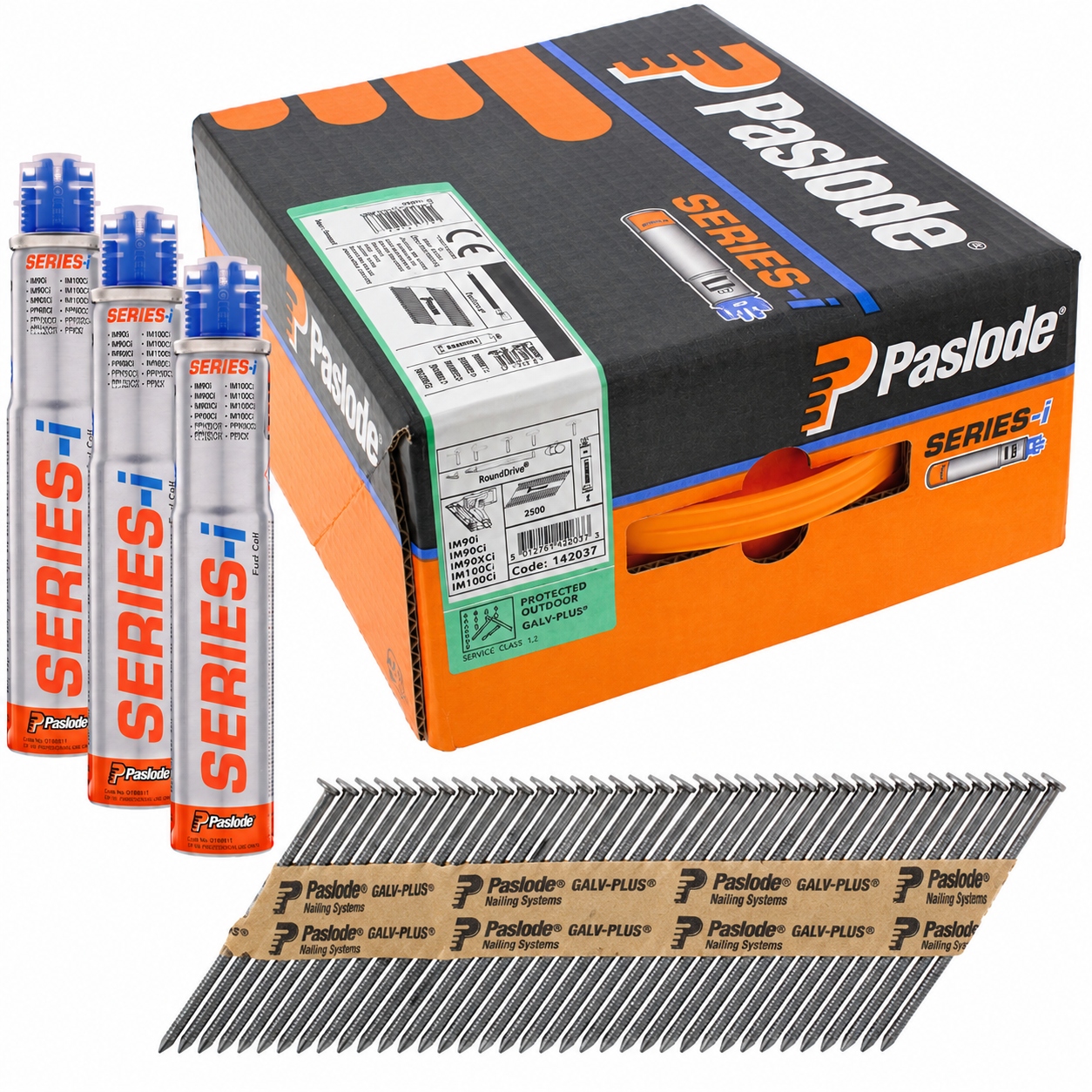 Paslode Fasteners 142005 Strip Nail 2.8 x 51, plain ring, RounDrive (includes gas cartridges), 3,750 pieces