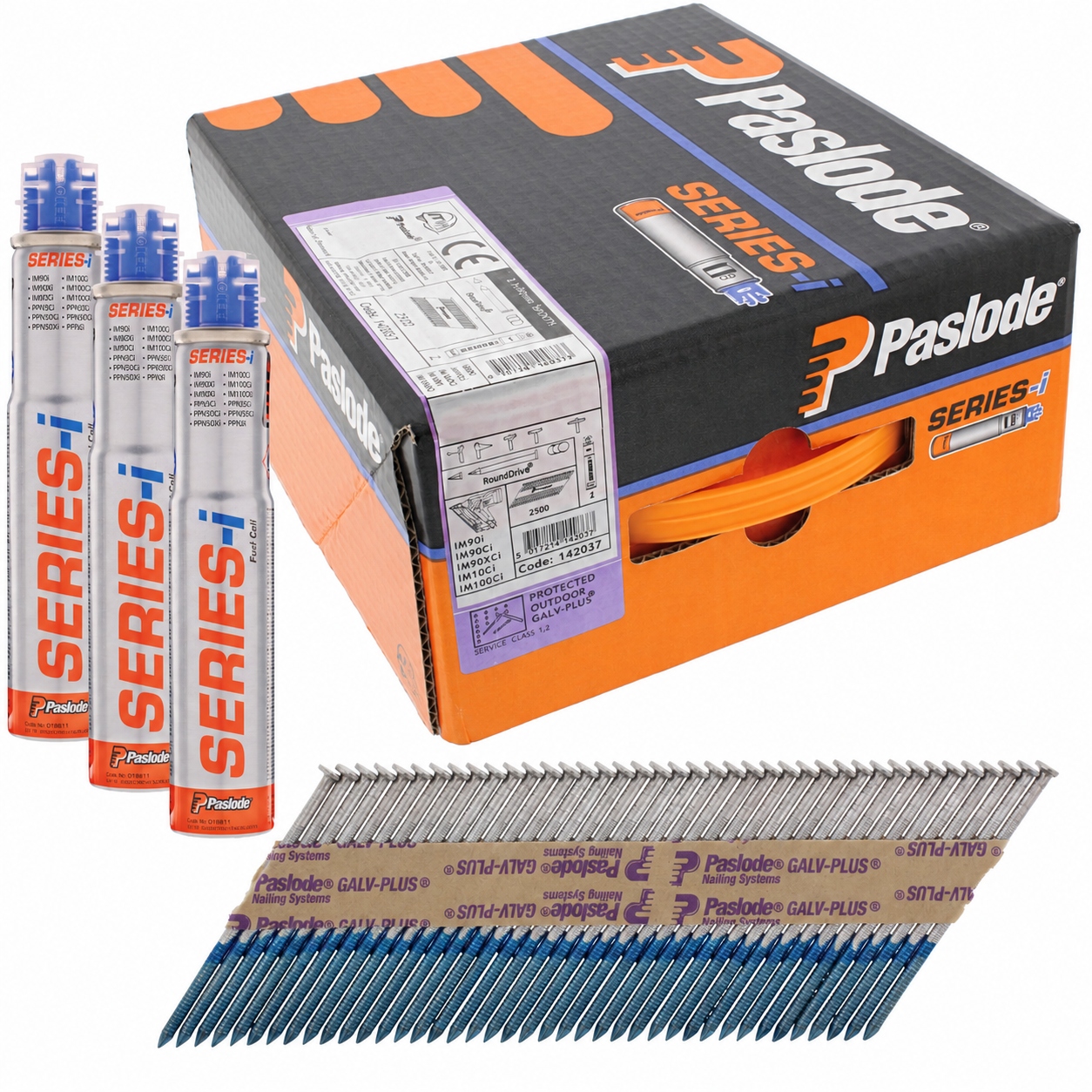 Paslode Fasteners 142013 Strip Nail 2.8 x 63, Galvanized RounDrive (includes gas cartridges), 3,750 pieces