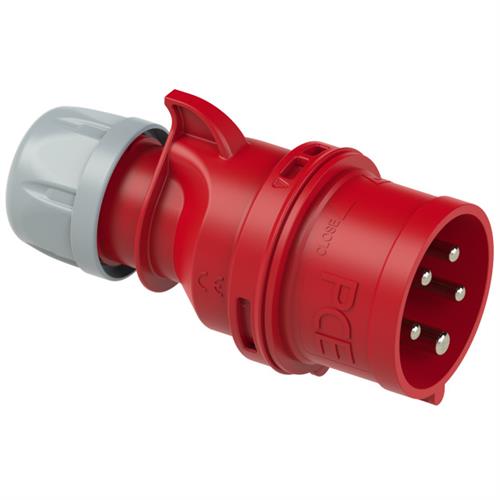 PCE 41.031 Plug CEE 16A - 400V - 5P - IP44 - 6h - red with phase change