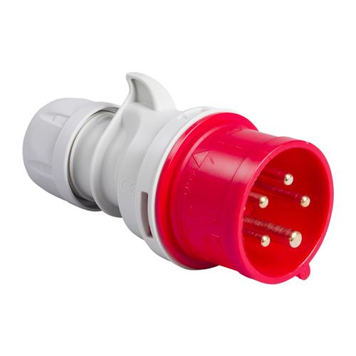 PCE 41.040 Power plug CEE 32A - 400V - 5P - IP44 - 6h - red