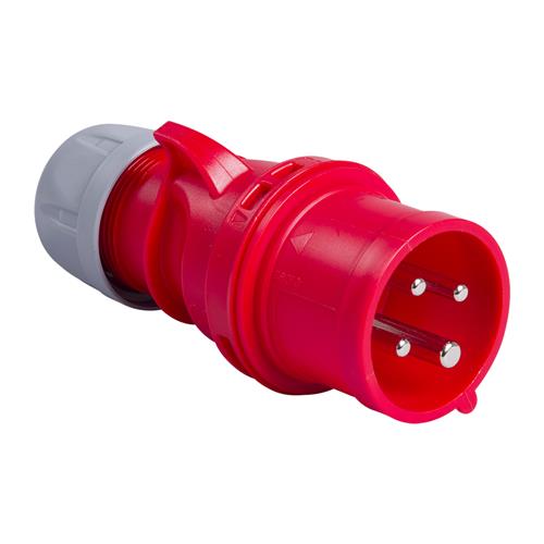 PCE 41.011 Plug CEE 16A - 400V - 4P - IP44 - 6h - red with phase change
