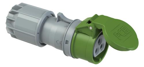 PCE 42.140 Coupling plug CEE 32A - 42V - 3P - IP44 - 4h - green