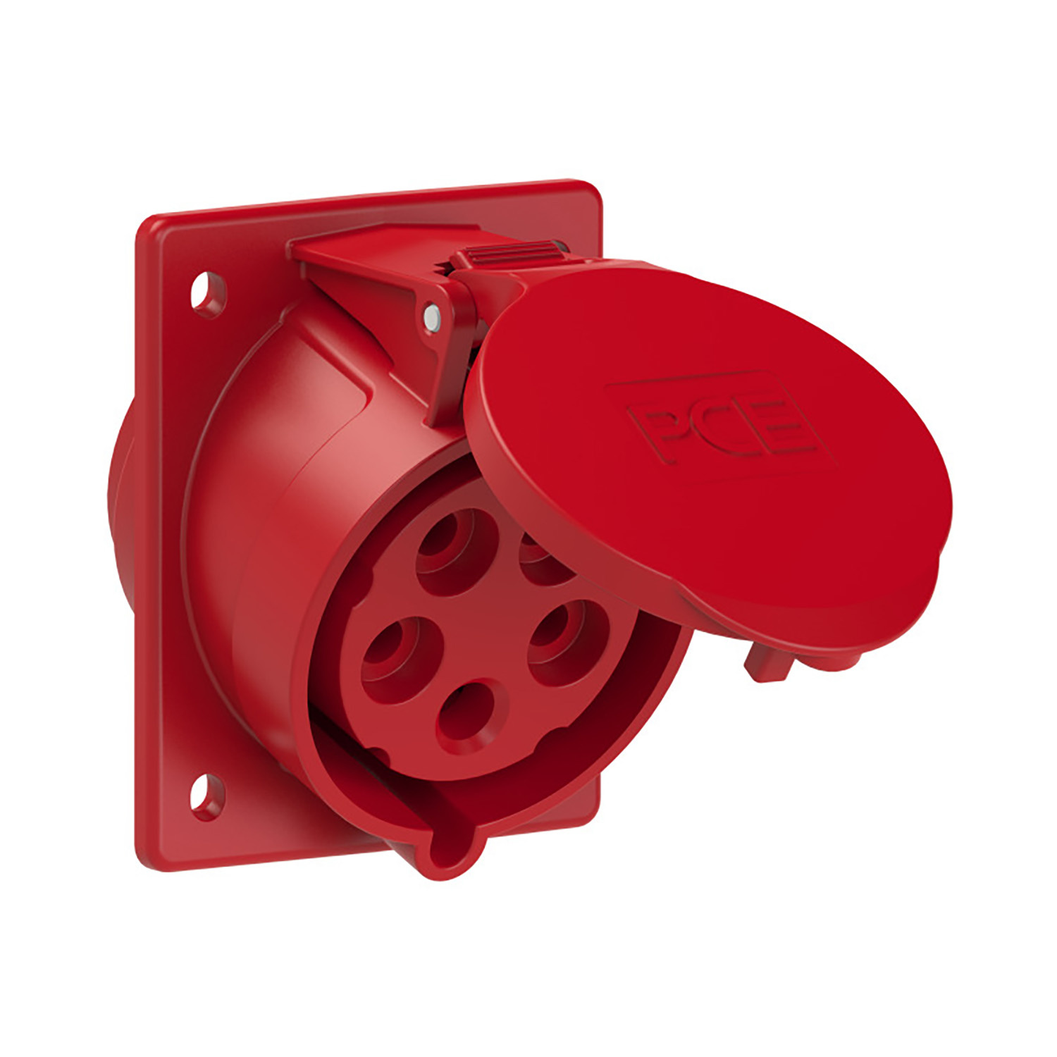 PCE 103212 CEE flush mount Wall outlet slanted 32A 5p 400V 6h red