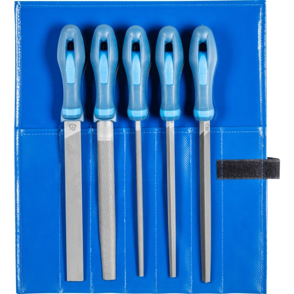 Pferd 11800533 Workshop file set WR 5-piece in roll case 200 mm cap 3 for fine machining, finishing