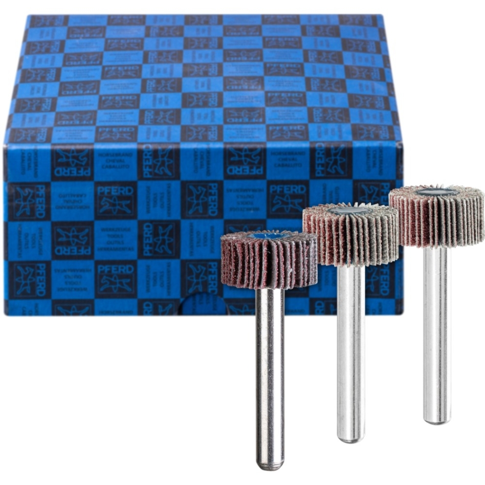 Pferd 44498001 Flap grinding pen set 3-piece corundum Ø 20x10 mm shank Ø 6 mm A60, 80,120 for fine grinding