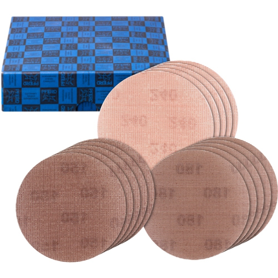 Pferd 45098043 Mesh Fabric Riveting Wheel Set Fine 15 pcs. Ø 150 A150,180,240 dust-free with eccentric grinder