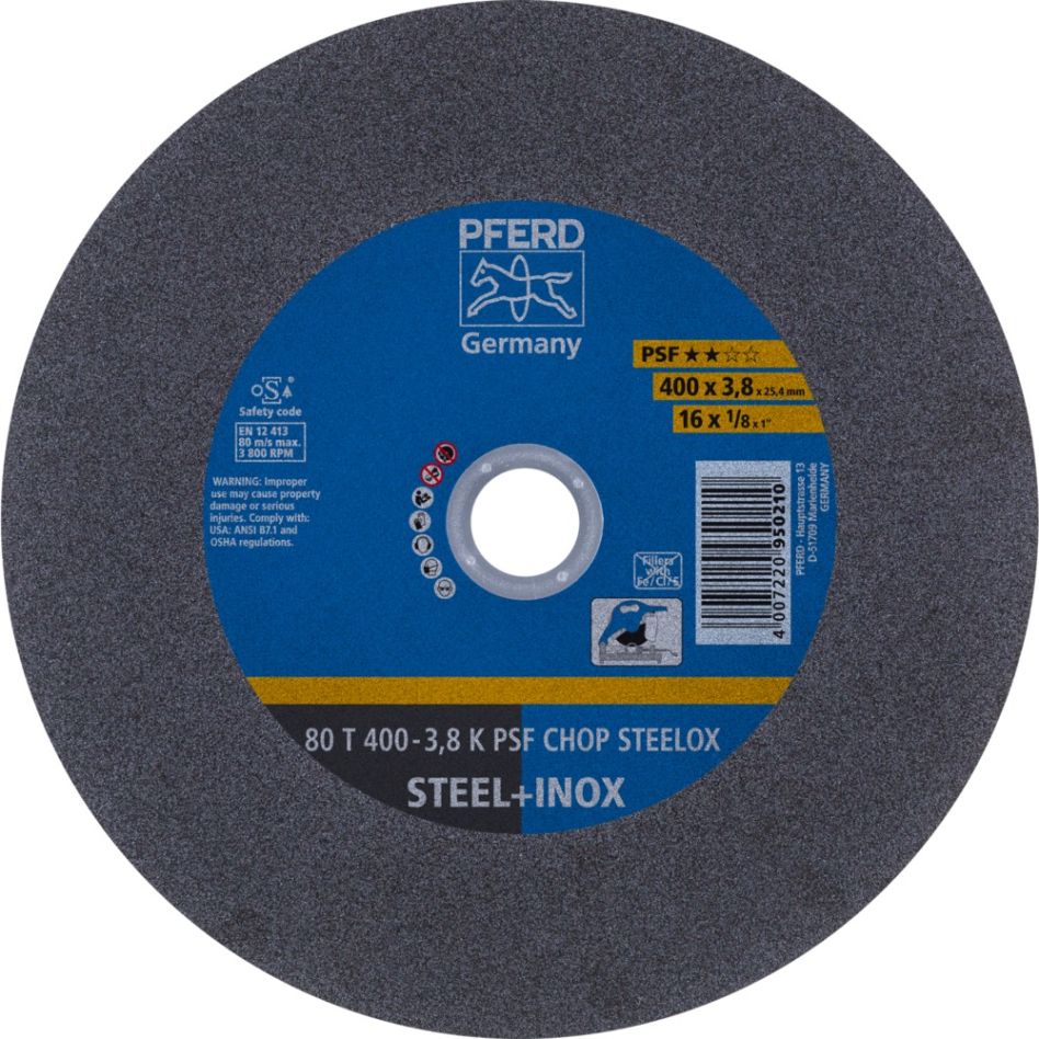 Pferd 66324096 Cut-off wheel metal circular saw T 400x3,8x25,4 mm univ. line PSF CHOP STEELOX steel/precious steel