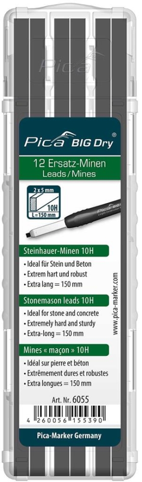 Pica PI6055 6055 BIG Dry Refill Stone Pencil 10H