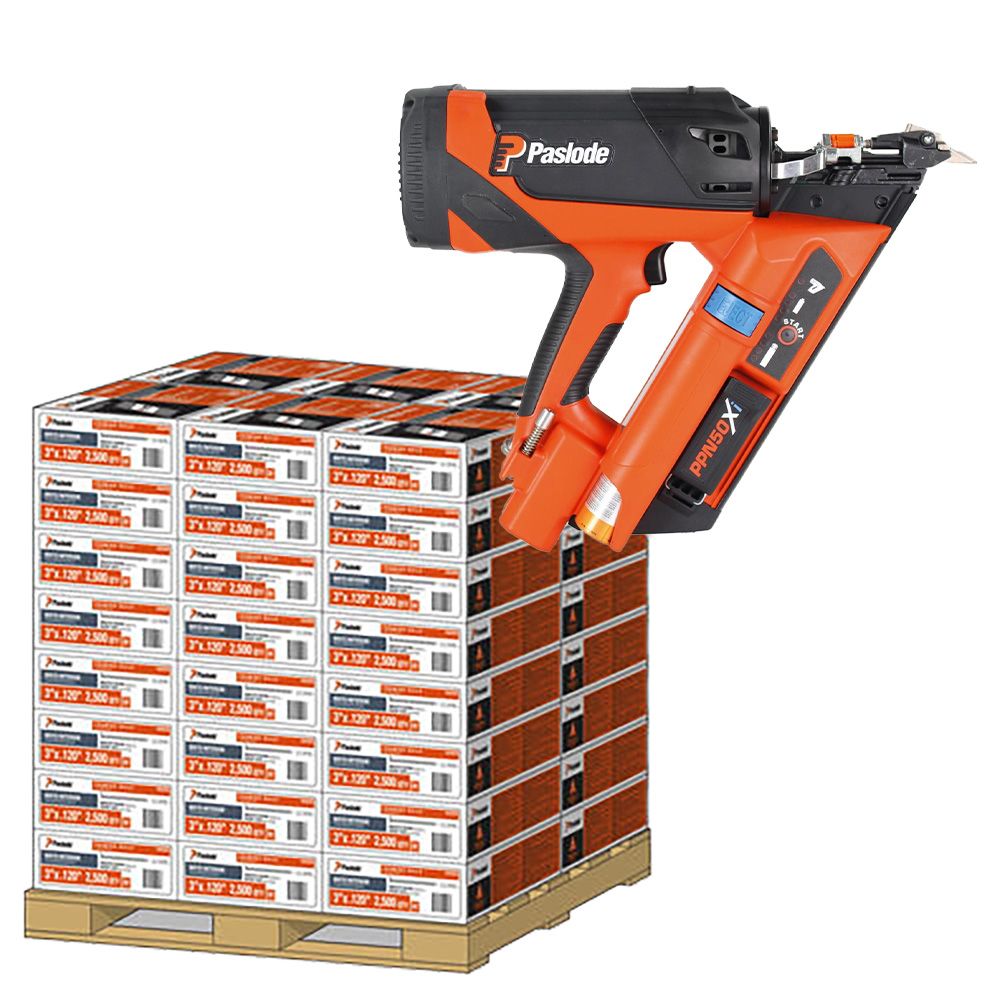 Paslode PPN50XISET1 Impulse PPN50Xi (35 - 50 mm) Anchor Nailer + 50 Boxes Anchor Nails 4.0 x 35 Washer Zinc Plated Round Head + Gas