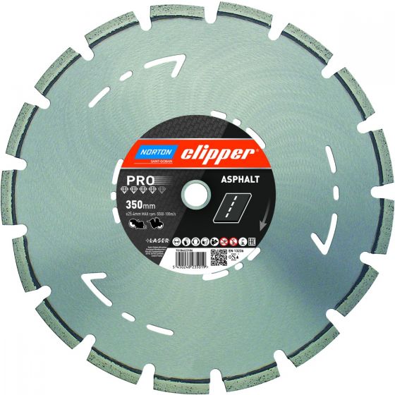 Norton Clipper 70184623185 Pro Asphalt Diamond saw blade 350 x 20 mm Dry/Wet