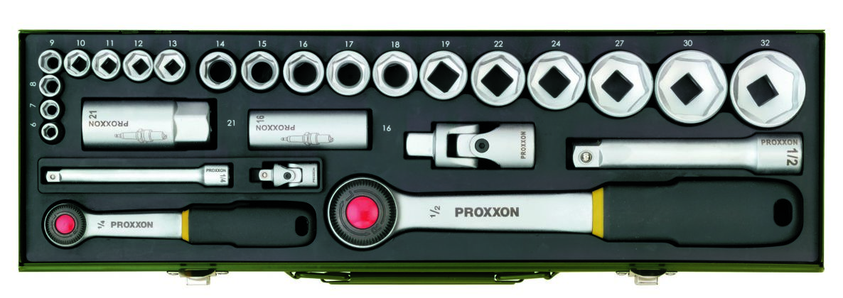Proxxon 23020 Socket spanners set 1/4" 1/2" 27 pieces