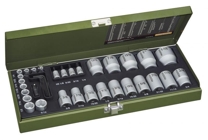 Proxxon 23114 Special socket wrench set for inch screws 36-piece