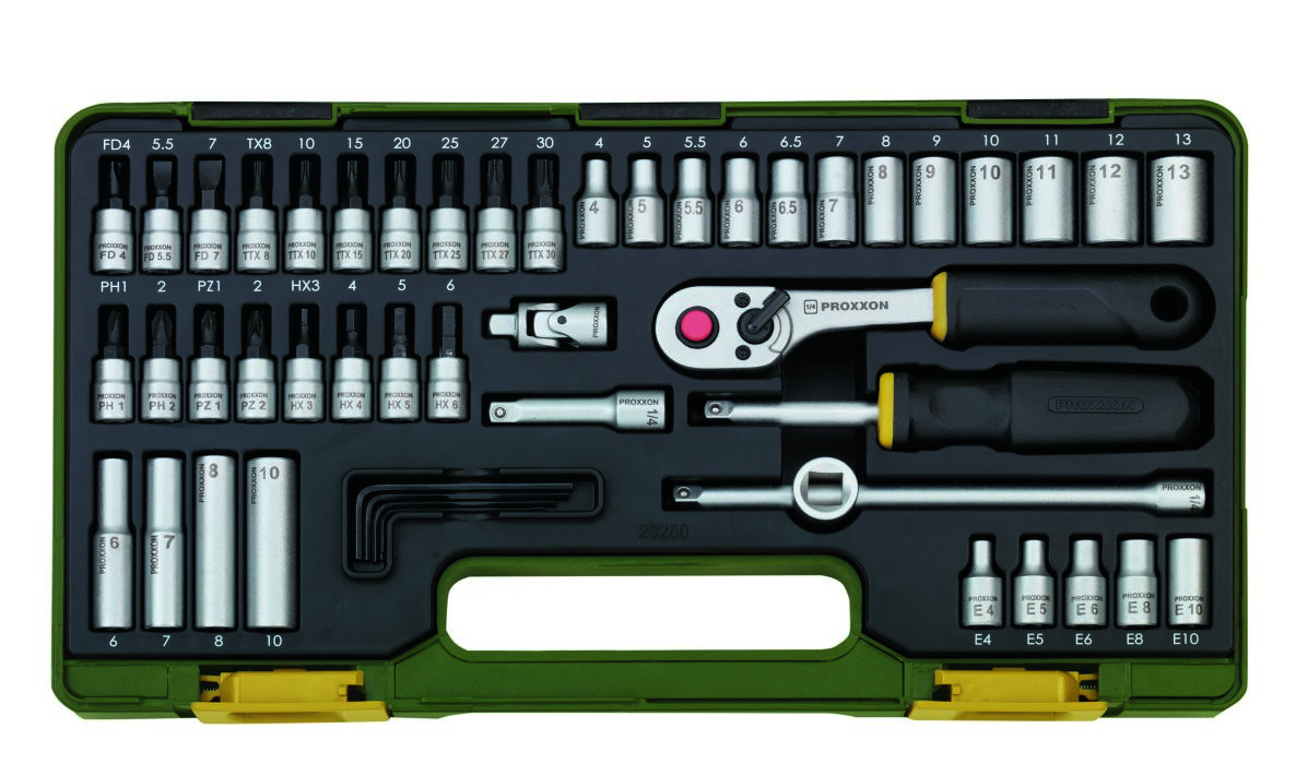 Proxxon 23280 Socket spanners set with bits 1/4" 50-piece