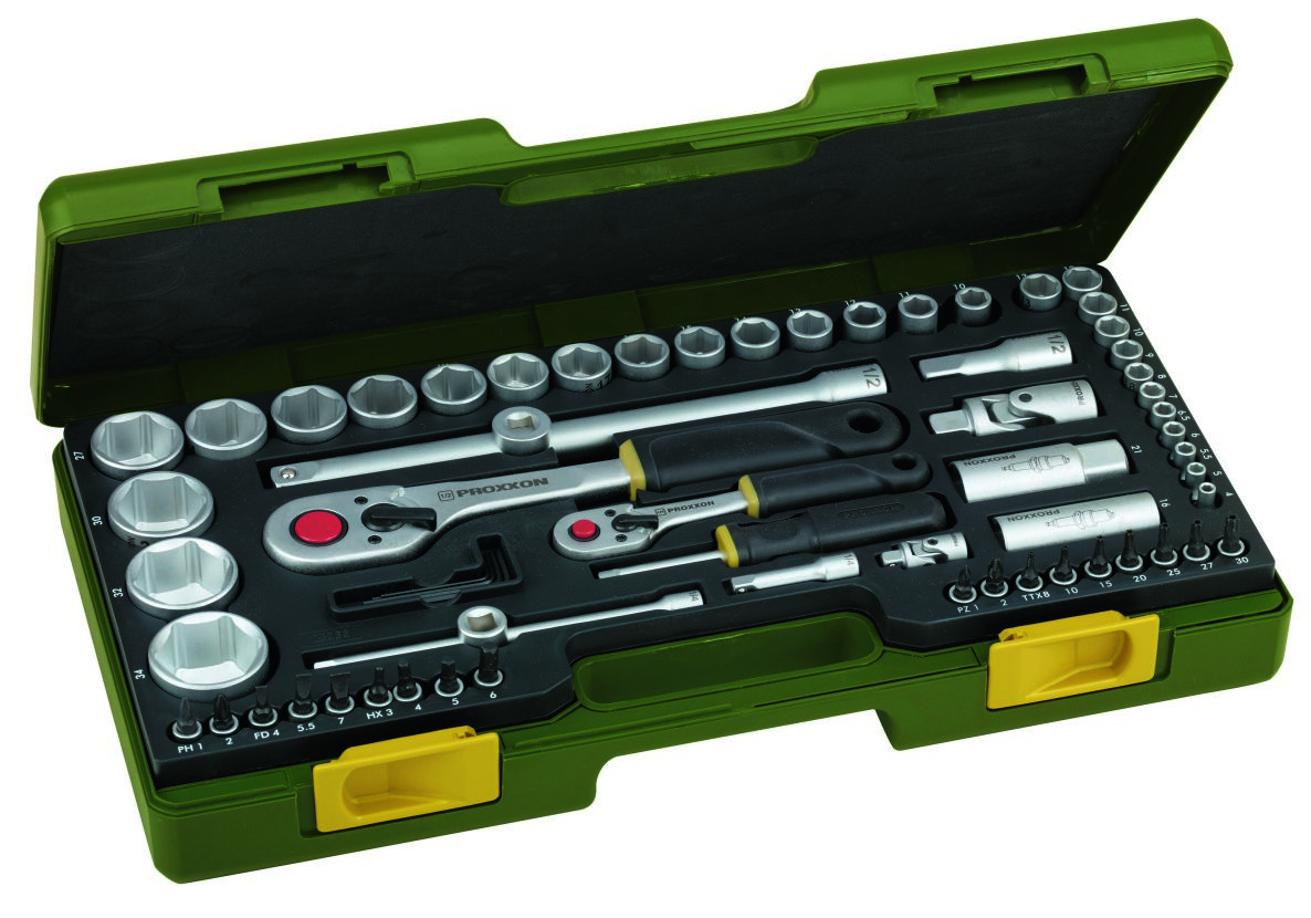 Proxxon 23286 Socket spanners set with bits 1/4" 1/2" 65-piece