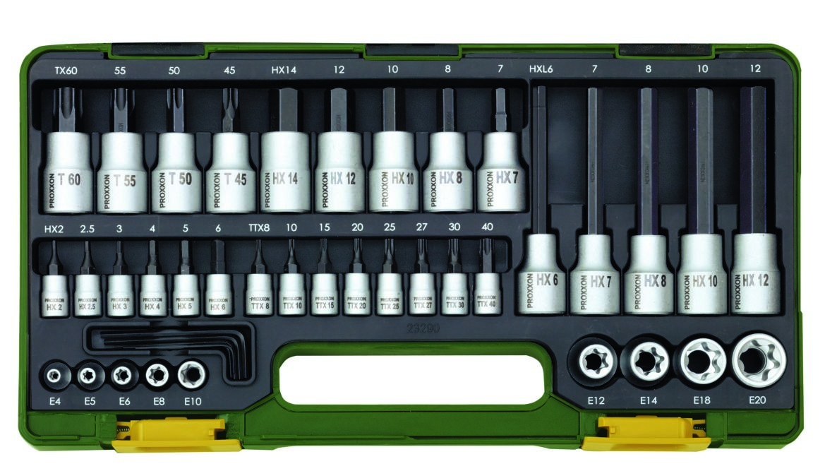 Proxxon 23290 Bit set Torx and Hexagon 42-piece