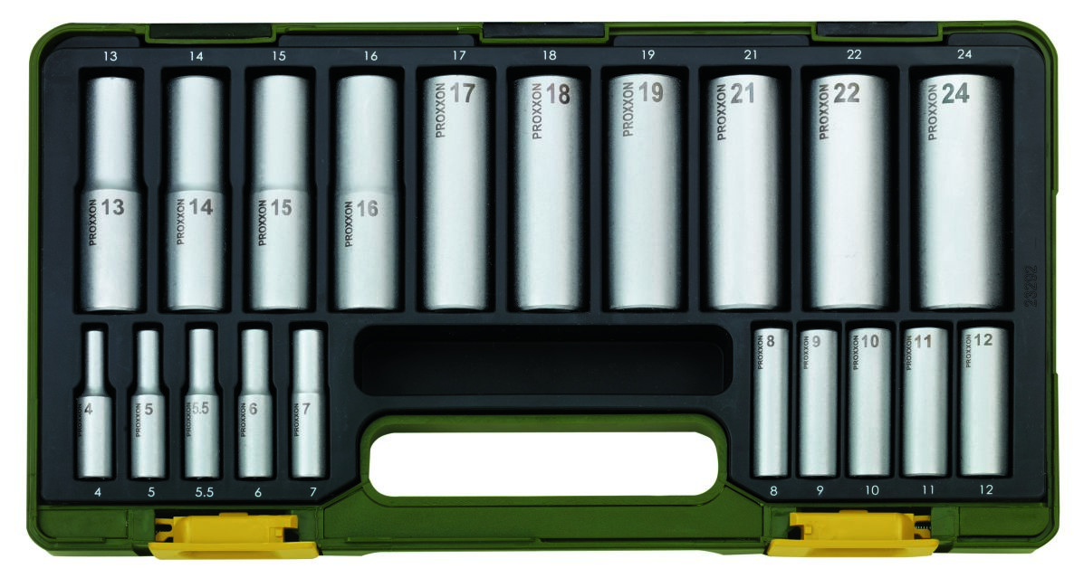Proxxon 23292 Socket spanners set long 20-piece