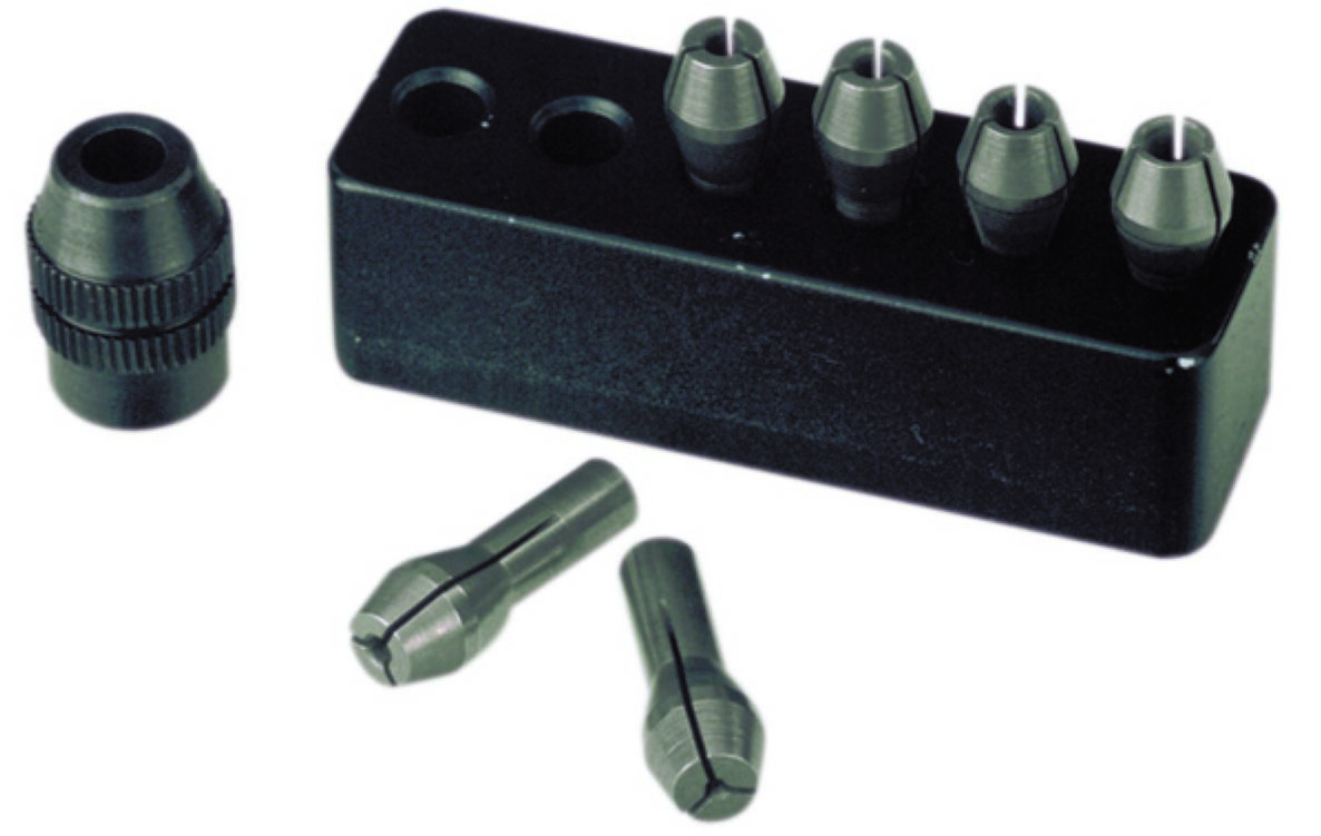 Proxxon 28940 Steel collets 6ST + nut, 1 - 3.2 mm + holder