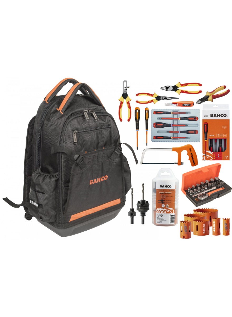 Bahco PTA-BAG-ELECTRIC1 Stuffed Backpack electra 47-piece | Toolnation