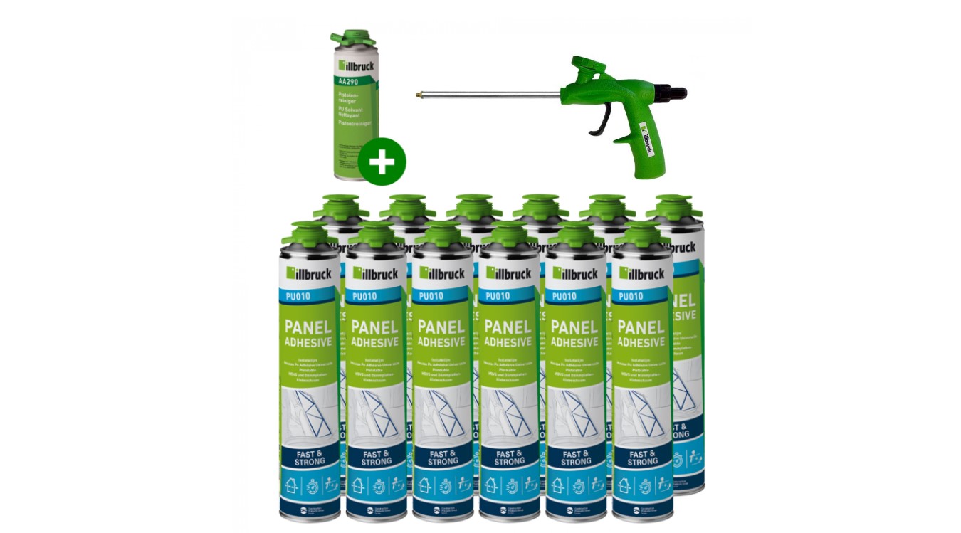 illbruck PU010SET - 12 x PU010 Insulation Foam 750ml + Gun + Cleaner