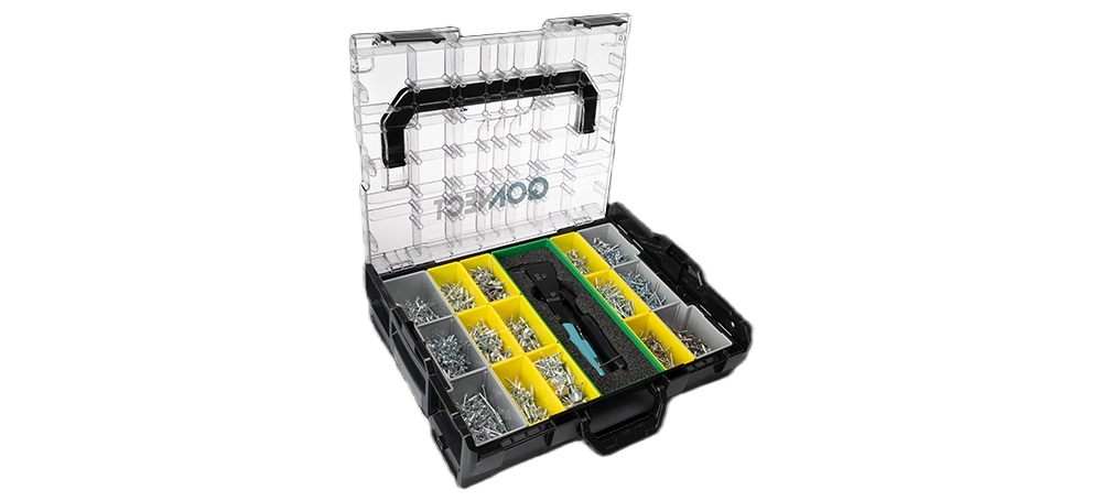 Q-Tool 15ASS-Q-BOXX-M-KIT-Q Q-BOXX Multi Assortment Case with Q-Multigrip rivets and Q-Tool R50 Rivet Pliers