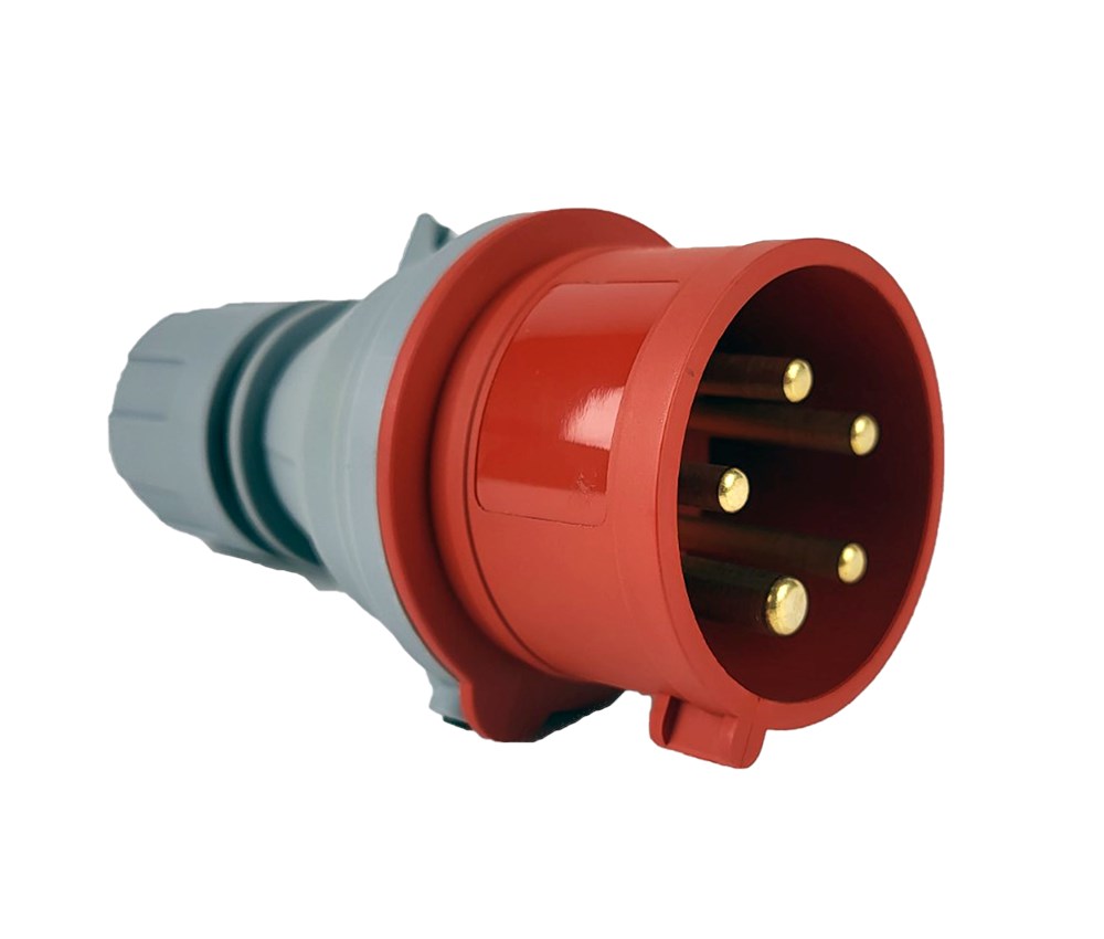 QwattPro 2040026 Plug ABS IP44 400V 16A 4p+A 6h EN60309 red