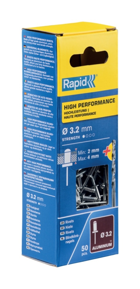 Rapid 5000383 High performance blind rivets Ø3,2 x 8 mm  50 pieces