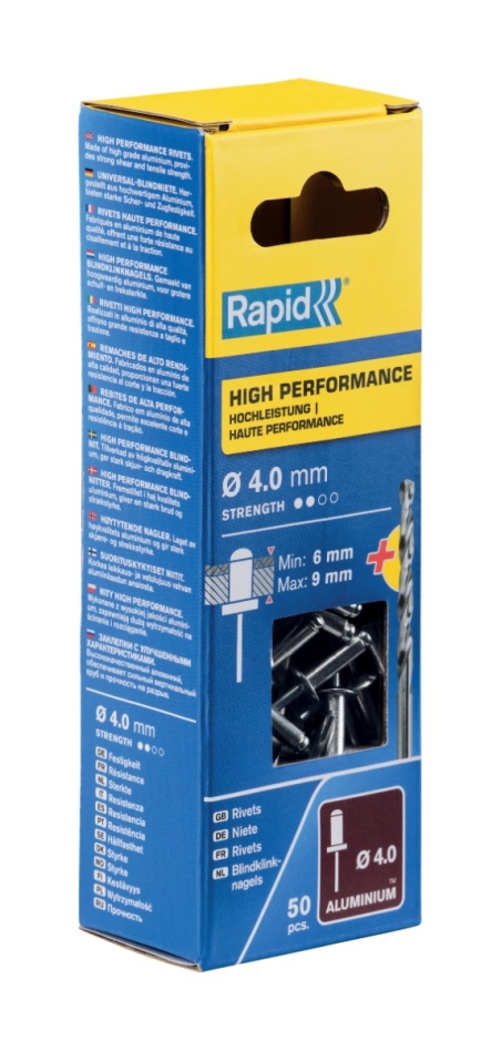 Rapid 5000384 High performance blind rivets Ø4,0 x 12 mm  50 pieces