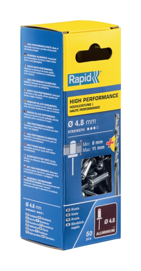 Rapid 5000389 High performance blind rivets Ø4,8 x 14 mm  50 pieces