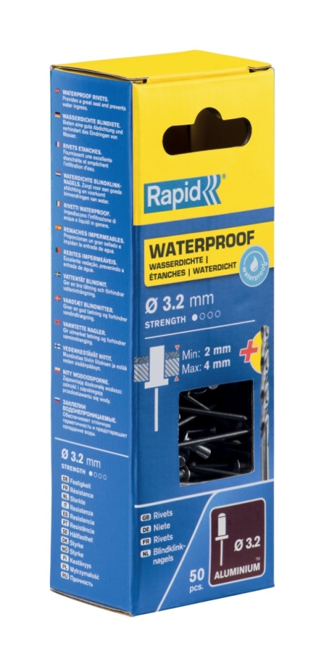 Rapid 5000399 Waterproof blind rivets Ø3.2 x 8 mm  50 pieces