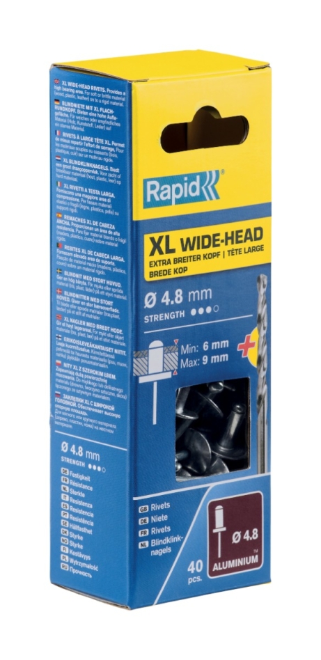 Rapid 5000664 XL blind rivets Ø4.8 x 12 mm  40 pieces