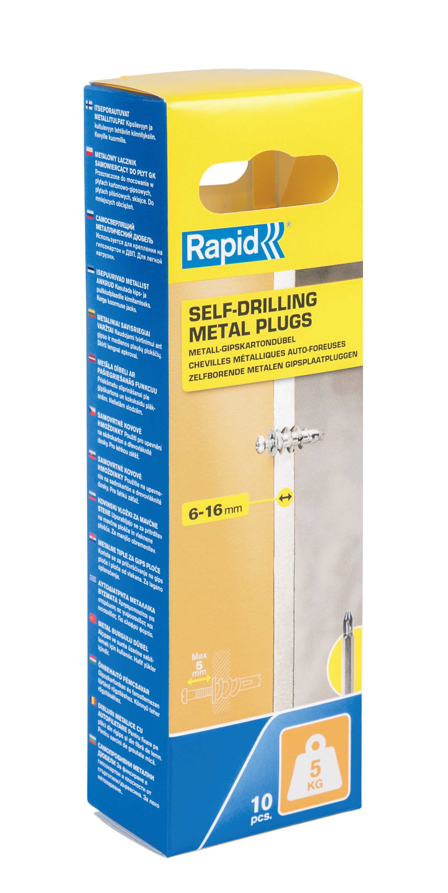 Rapid 5001558 Drywall plug for 6-16 mm board thickness, 5 kg load capacity