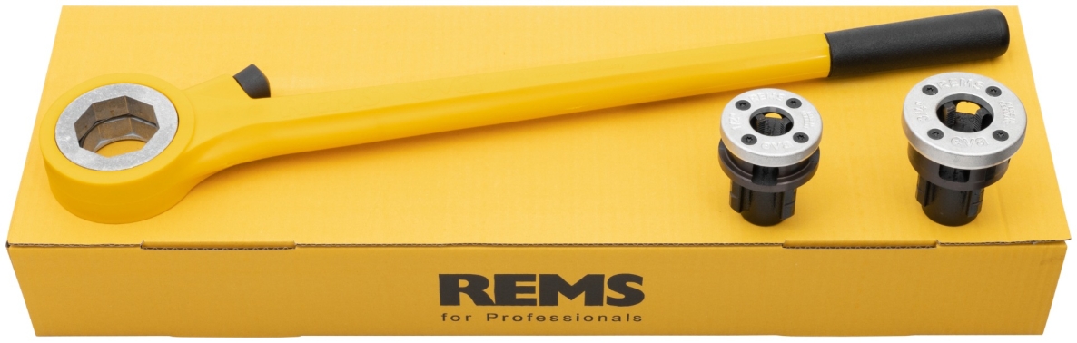Rems 520008 Eva Set R 1/2-3/4" Manual thread cutting iron with quick-change Die Heads