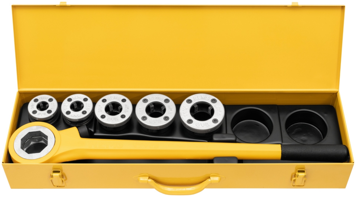 Rems 520013 Eva Set R 3/8-1/2-3/4-1 1/4 inch Manual thread cutting iron with quick-change cutting heads