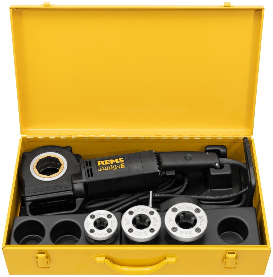 Rems 530013 R220 Amigo E Set R 1/2-3/4-1 Electric Wire Cutter with quick-change Die Heads