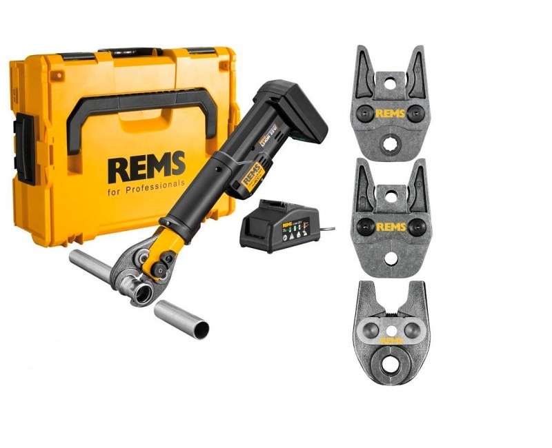 Rems 578X10 R220 R220 Mini-Press S Pressing Machine AC 22 V Li-Ion Basic Pack Pressing Pliers in L-Boxx + 3 jaws of your choice up to 35mm