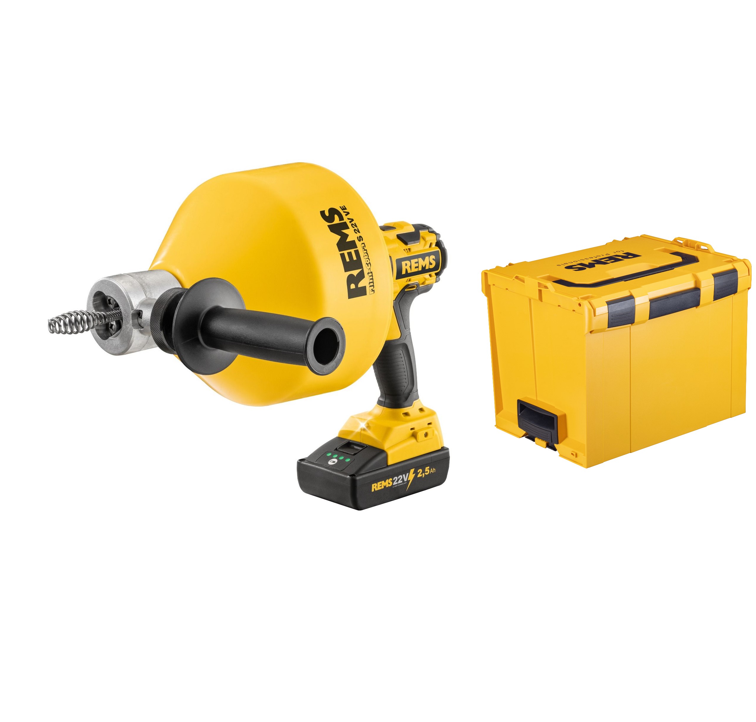 Rems 170027 R220 Mini-Cobra S 22V VE SET Accu Drainer 22V 2.5Ah Li-Ion 20-50 mm in steel case