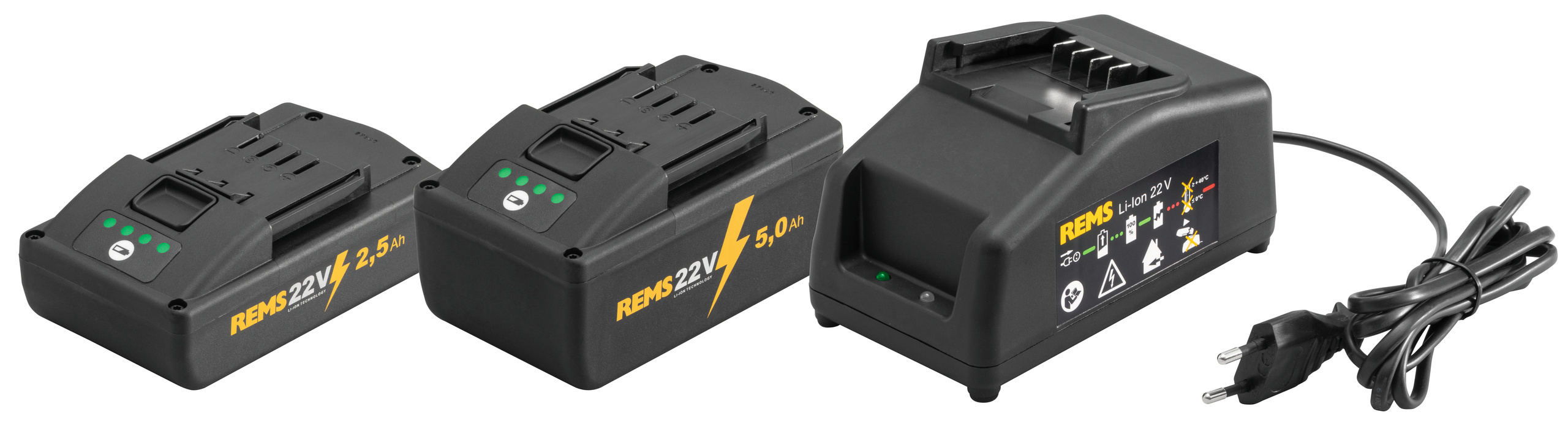 Rems 571059 R220 Power-Pack 22V Battery Set 1x 22V 2.5Ah + 1x 5.0Ah and quick charger