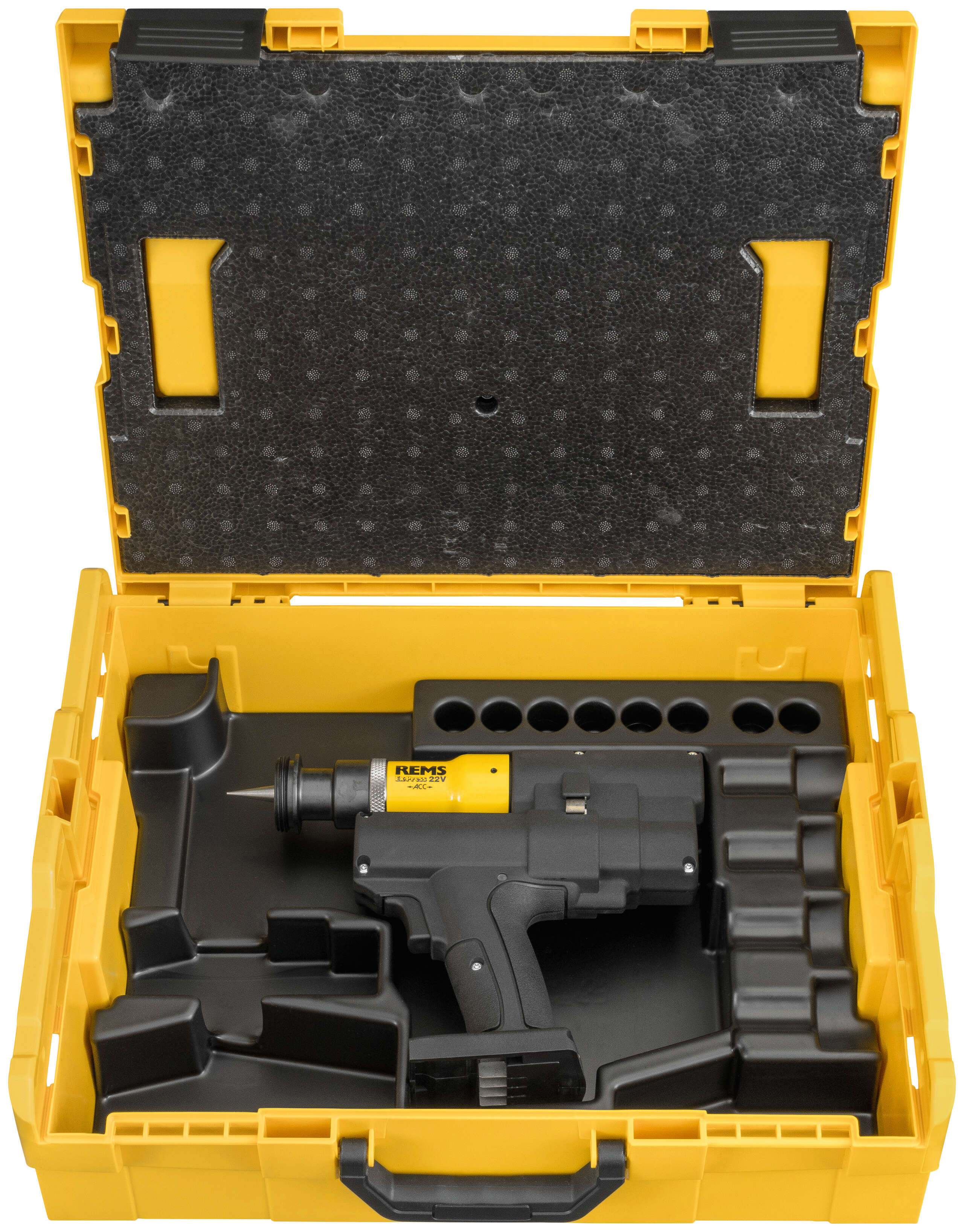 Rems 575031 R22 Ex-Press P 22V ACC Basic Pack Cordless Pipe Beading Machine (battery and charger not included) in L-Boxx
