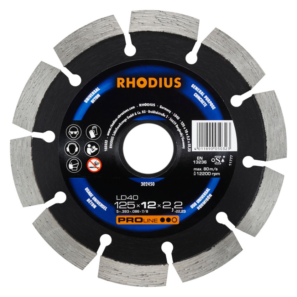Rhodius 302450 LD40 Diamond Cut-Off Wheel 125mm