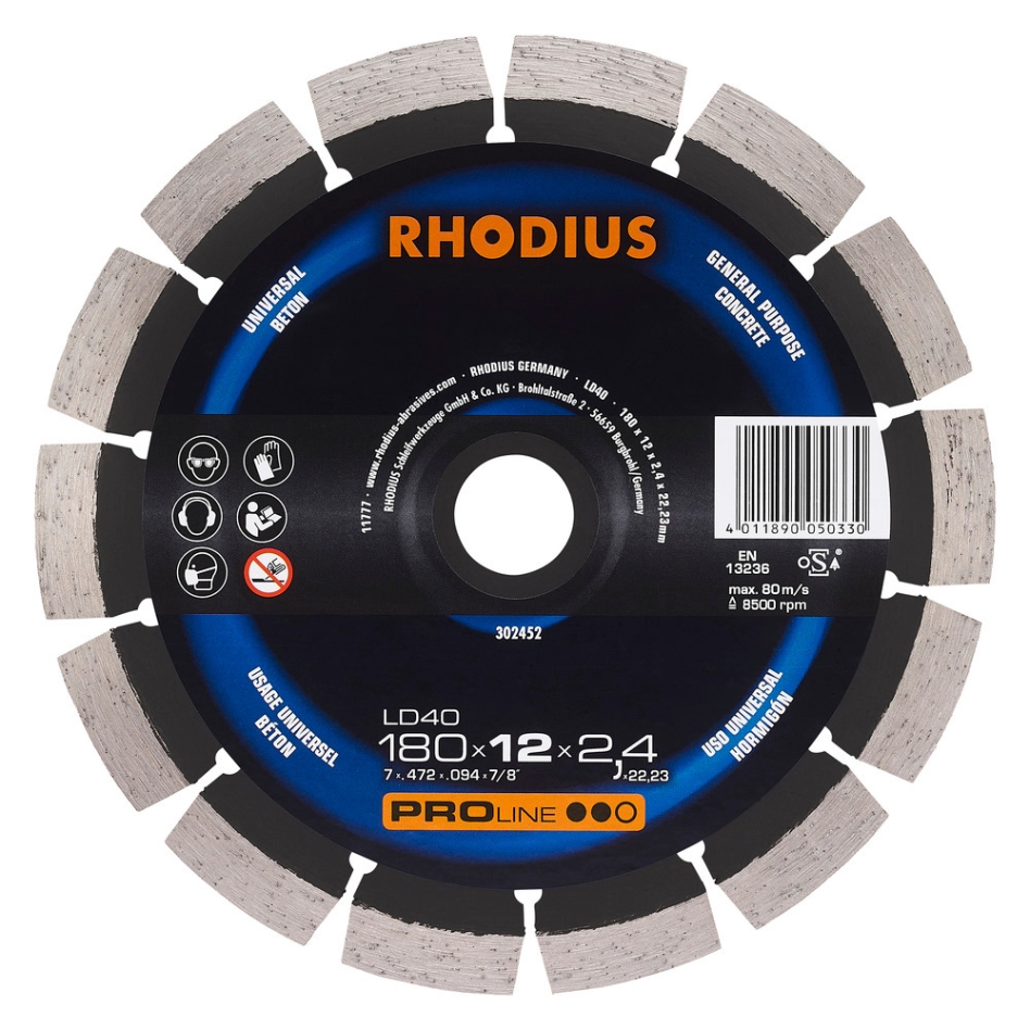 Rhodius 302452 LD40 Diamond Cut-Off Wheel 180mm