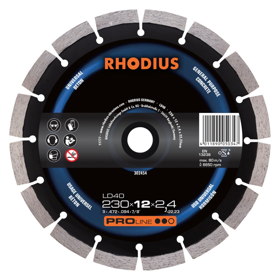 Rhodius 302454 LD40 Diamond Cut-Off Wheel 230mm