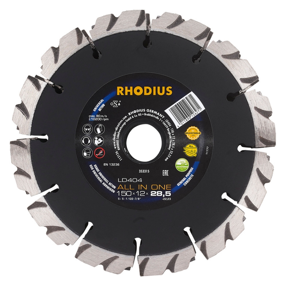 Rhodius 353315 LD404 All In One Diamond Saw Blade 150 x 12.0 x 28.5 x 22.23