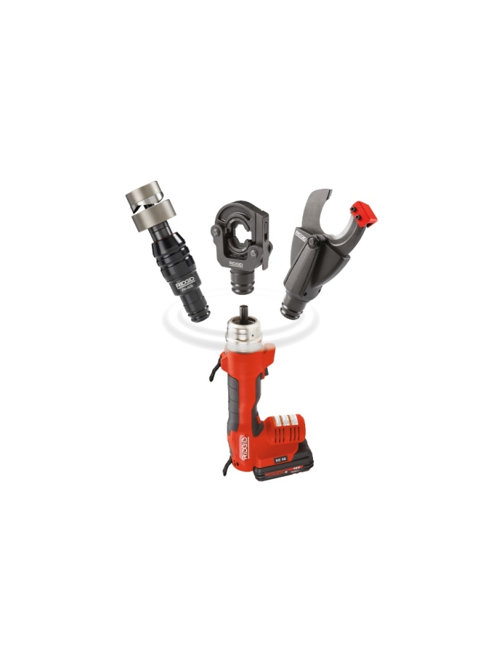 Ridgid 43633 RE 60 Cordless hydraulic tool for electricians 18V 2.0Ah Li-Ion cutting head, shrink disk and punch head